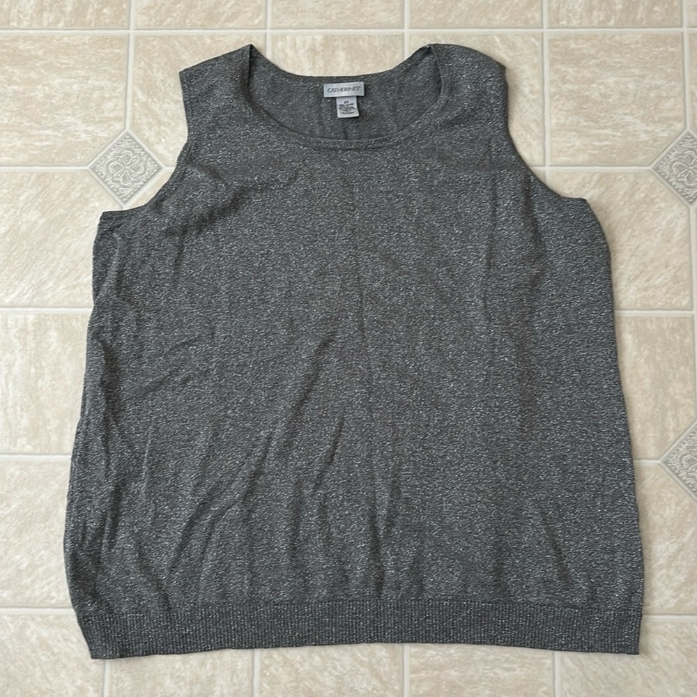 Catherines Charcoal Metallic Sleeveless Knit Tank